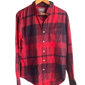 BONOBOS Red & Dark Blue Plaid Flannel